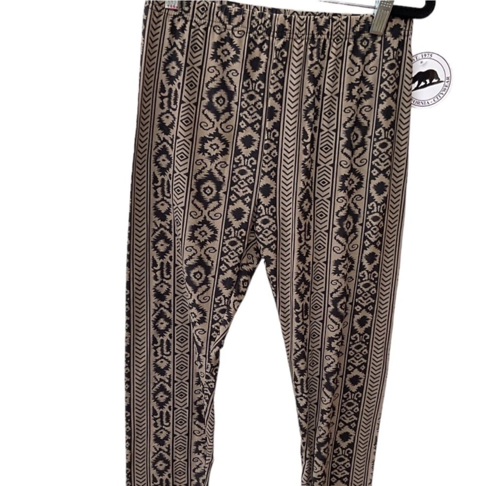 California Citywear Woman's Geometric Leggings‎ One Size New Brown/ BLACK
